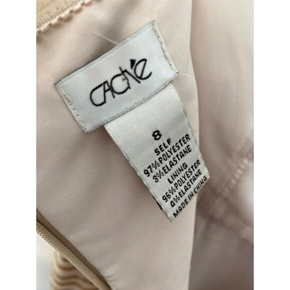 CACHE WOMEN'S STRAPLESS GOLD SEQUIN COCKTAIL DRESS SZ 8 - Picture 4 of 6